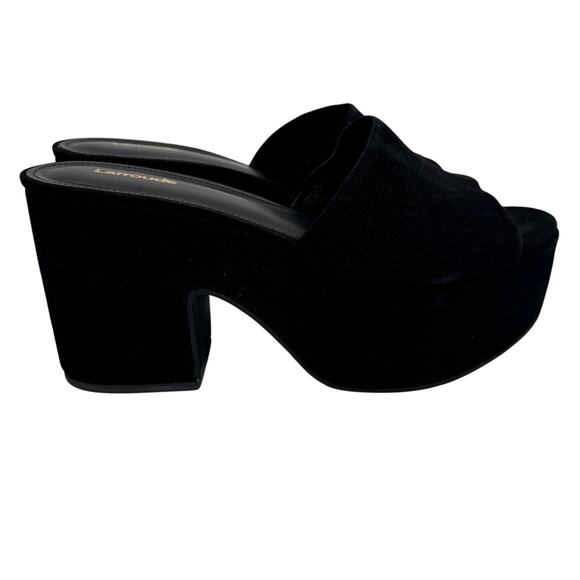 Larroudé Miso Platform Sandals Suede Black Size 10 New With Box - Picture 6 of 15